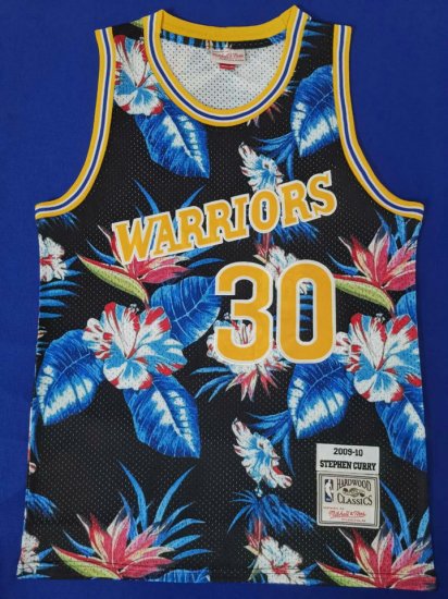 Warriors 30 Stephen Curry Noir 2009-10 Hardwood Classics Floral Fashion Swingman Maillot